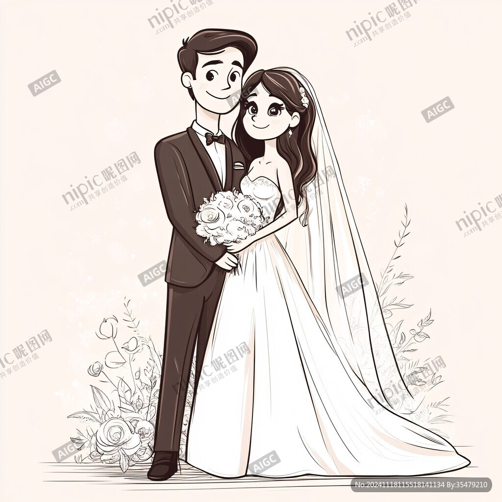 結(jié)婚照插畫