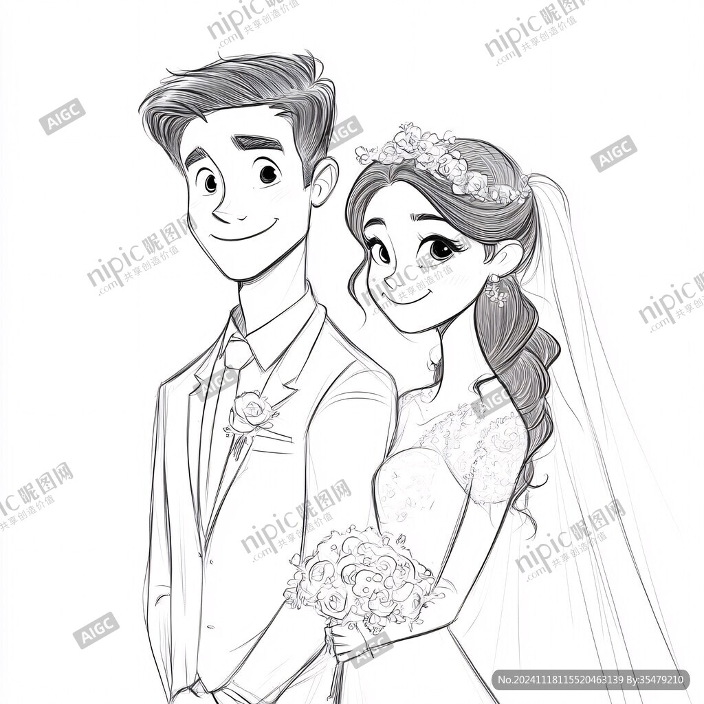 婚禮新人簡筆畫