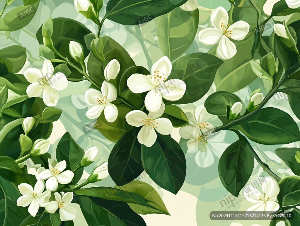 茉莉花插畫