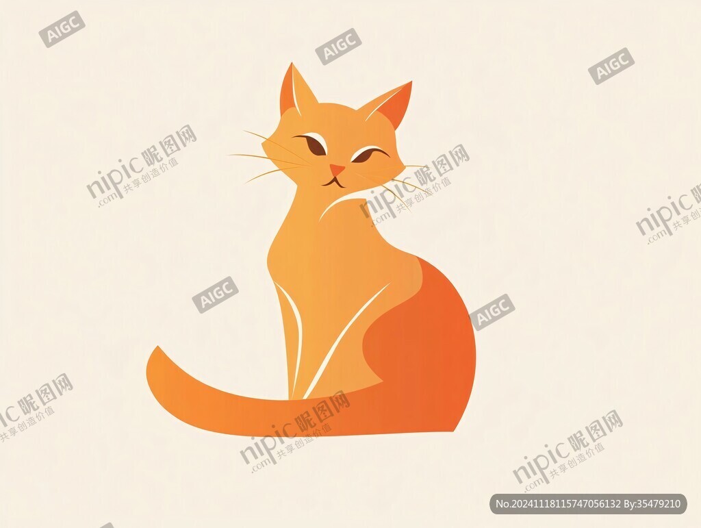 扁平插畫小貓
