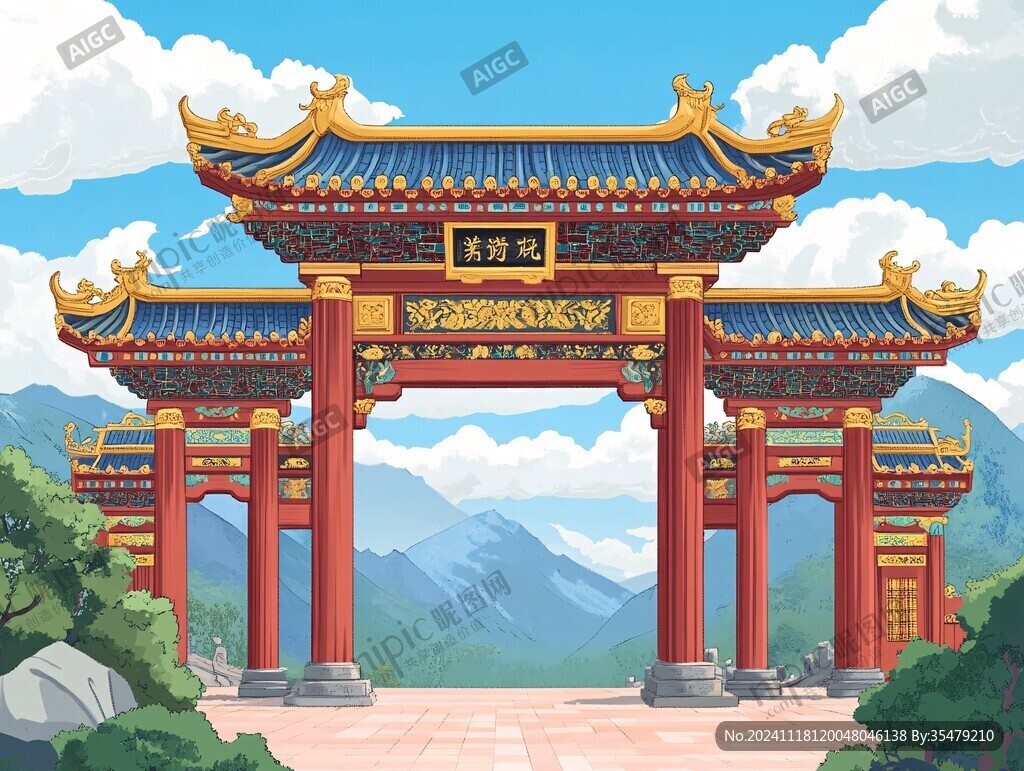 焦山勝境牌樓插畫