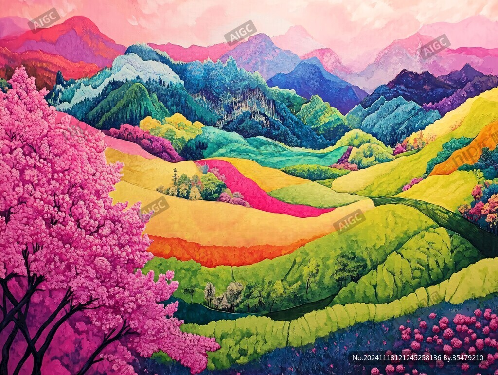彩色山谷風景圖