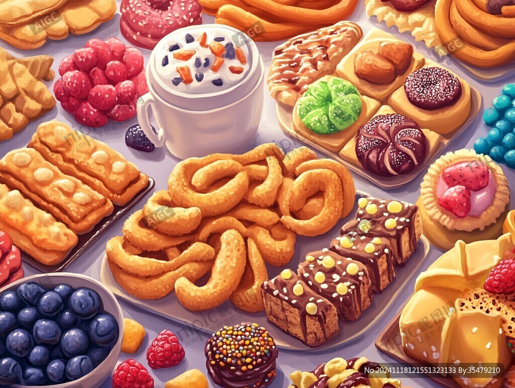 休閑食品插畫