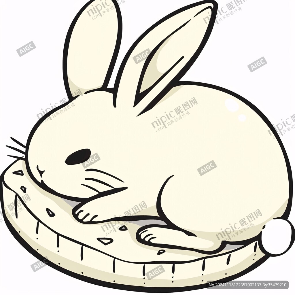 銅錢小兔插畫卡通
