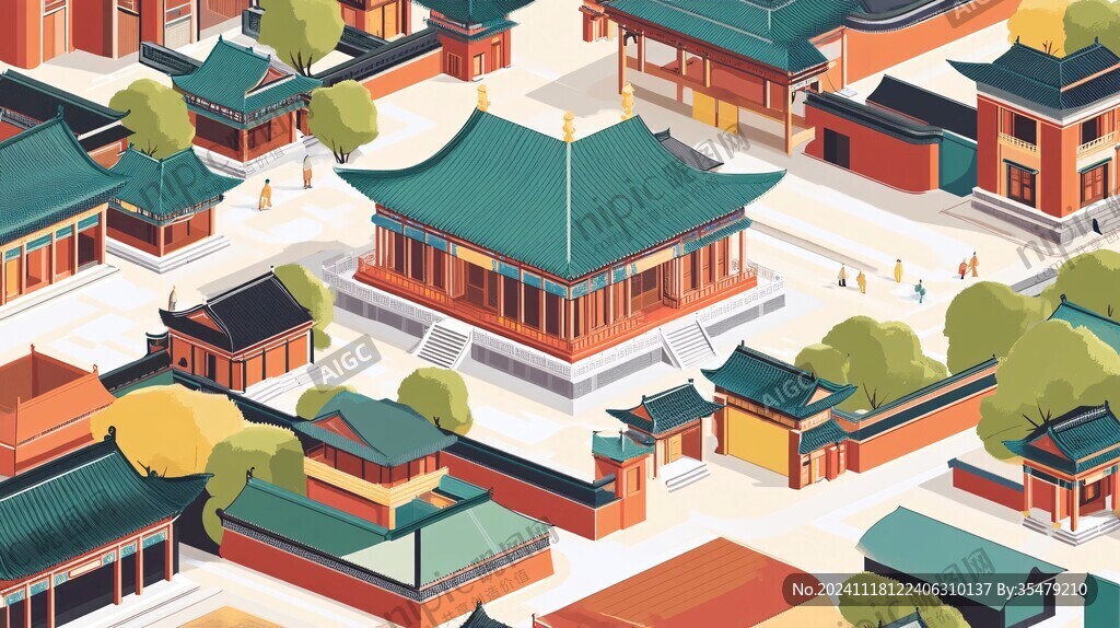 華北地區城市建筑插畫