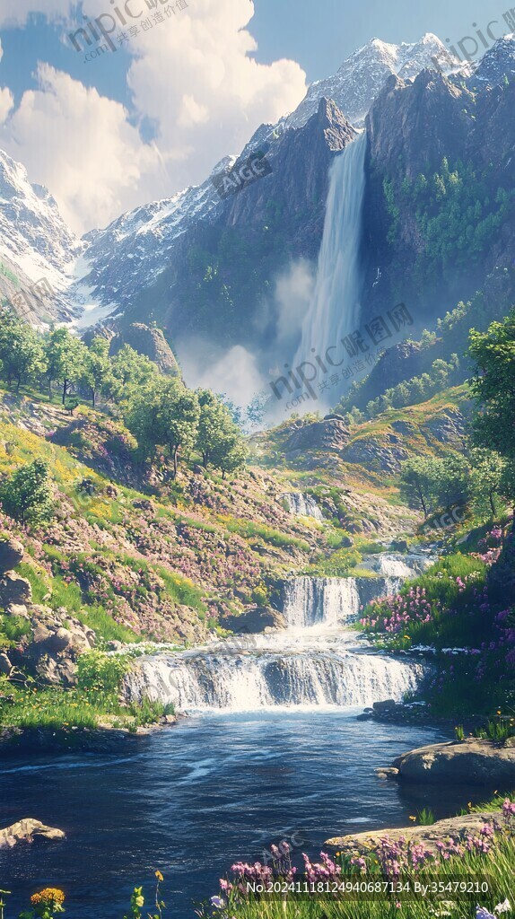 唯美風景山間流水