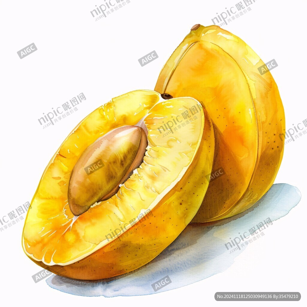 手繪寫實(shí)黃桃