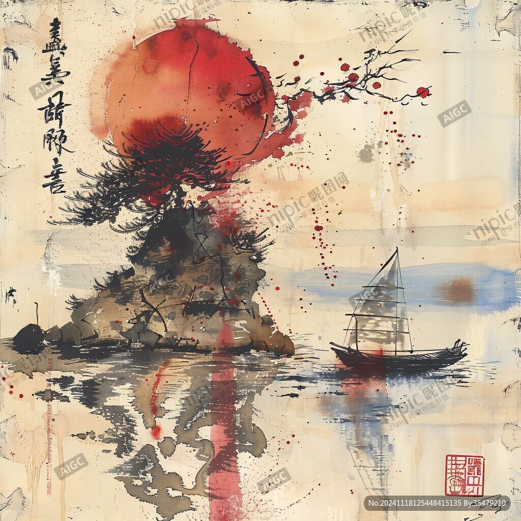 禪意抽象畫山水抽象畫
