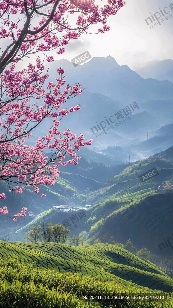 櫻花樹(shù)下的茶園