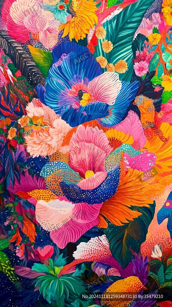 抽象花卉絢麗色彩
