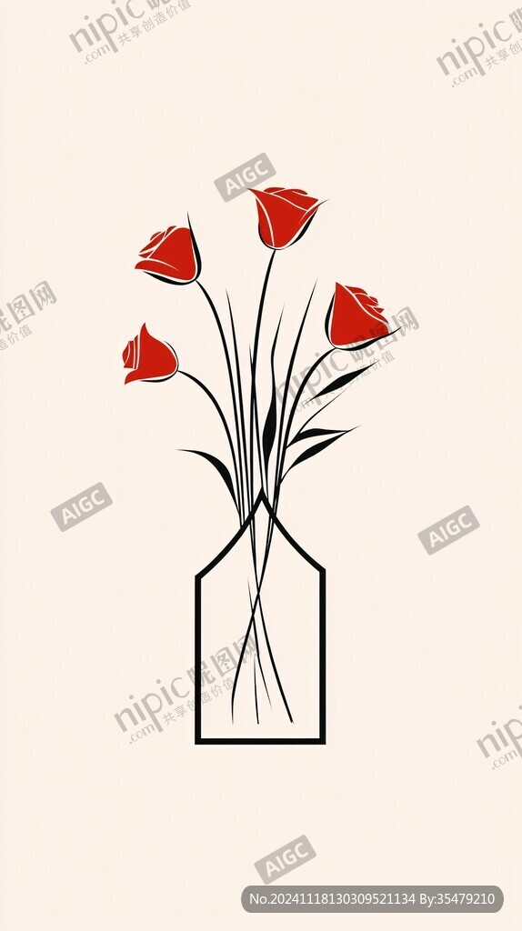玫瑰花瓶貼設(shè)計(jì)