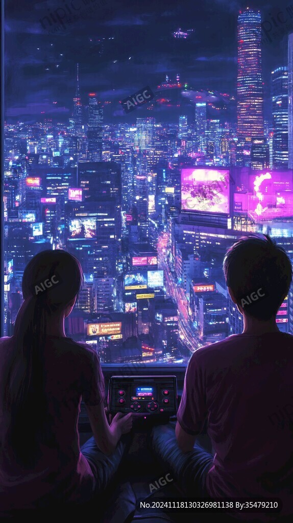 看夜景的一對夫婦