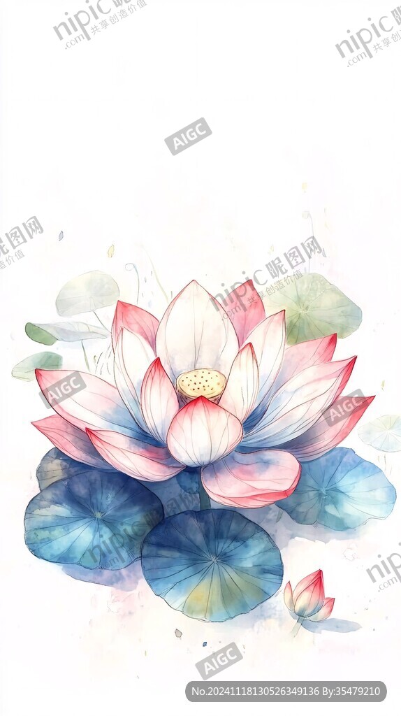 古風(fēng)水彩荷花