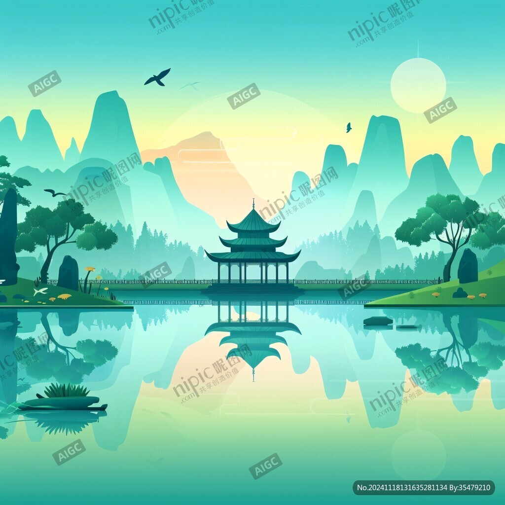 廣西天際線廣西插畫