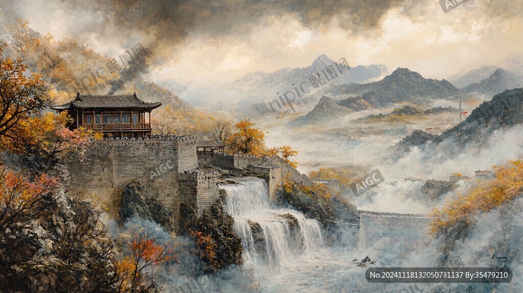 金色長城山水畫