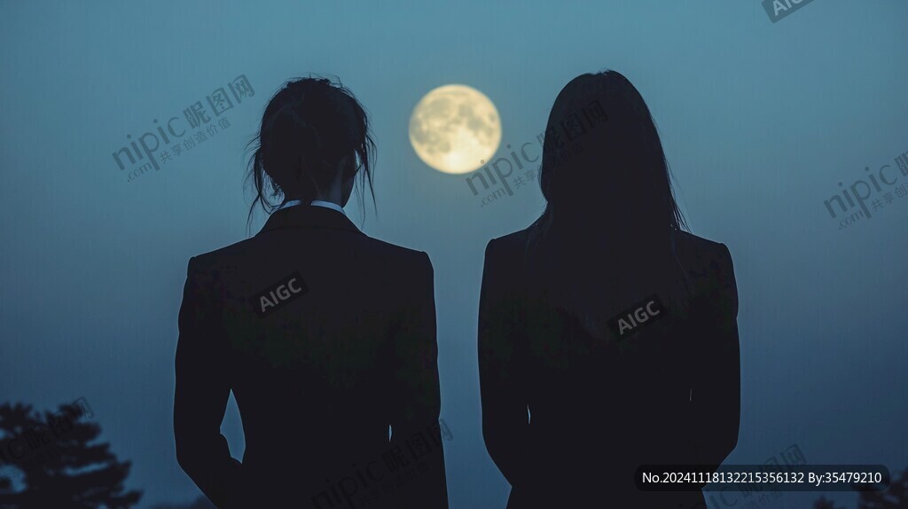 月光下的兩人