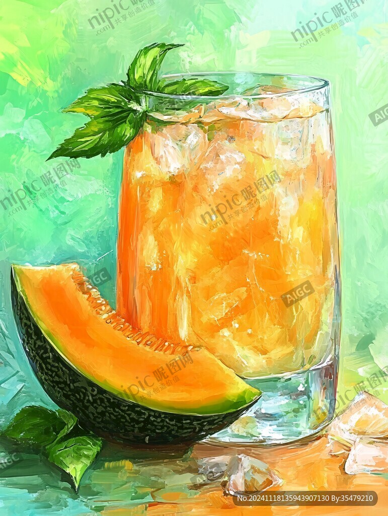 暑期飲品水果插畫