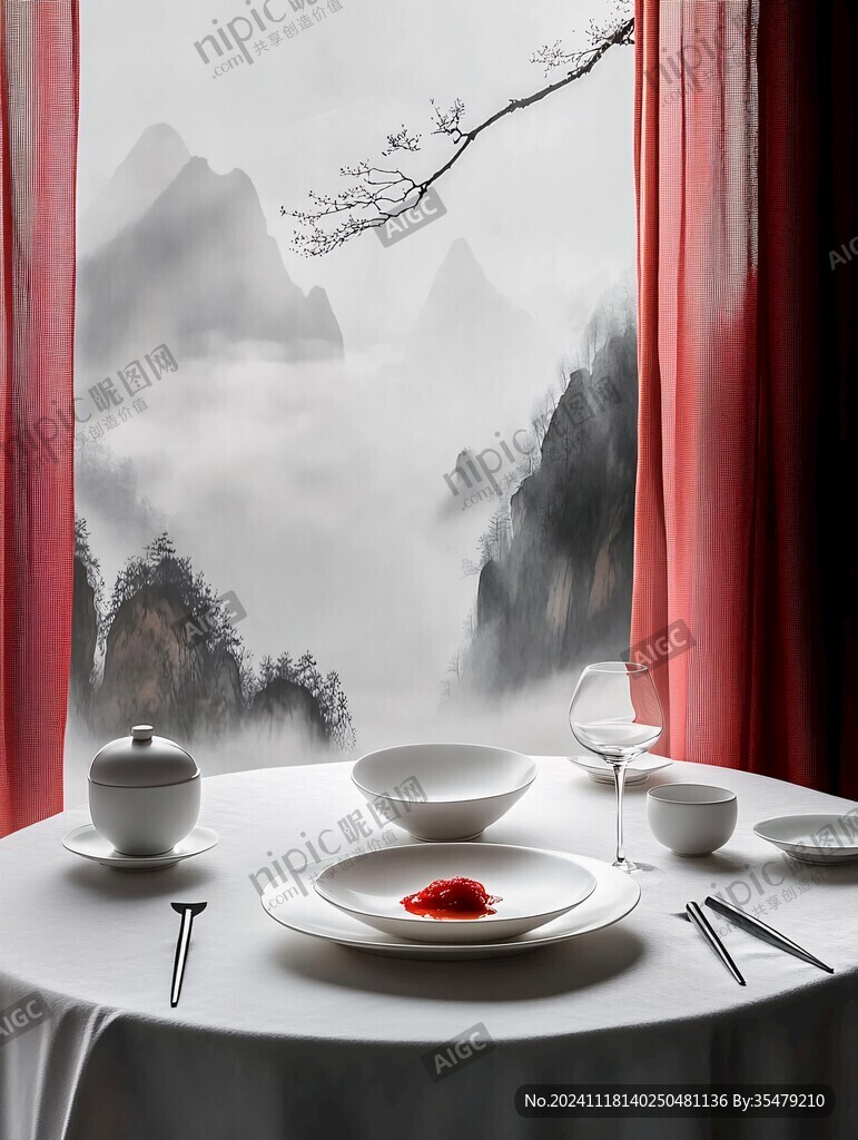中式餐廳水墨山水