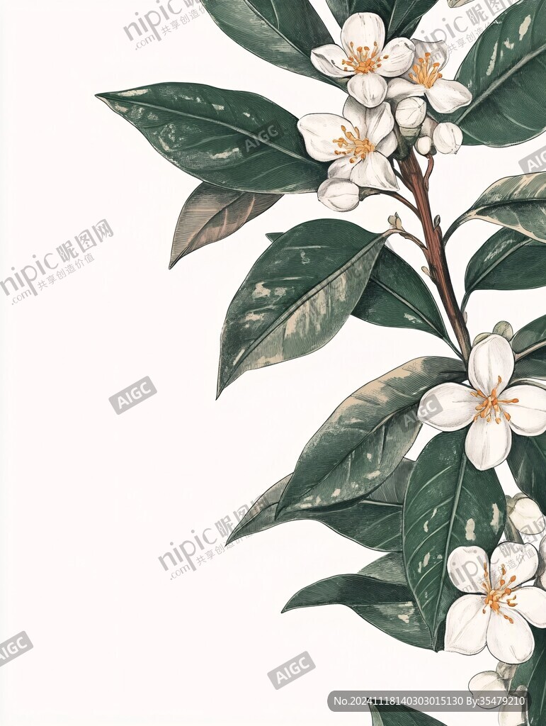 棗花手繪棗花插畫