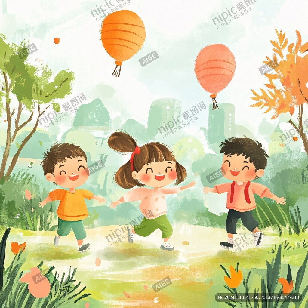 五一兒童春游插畫