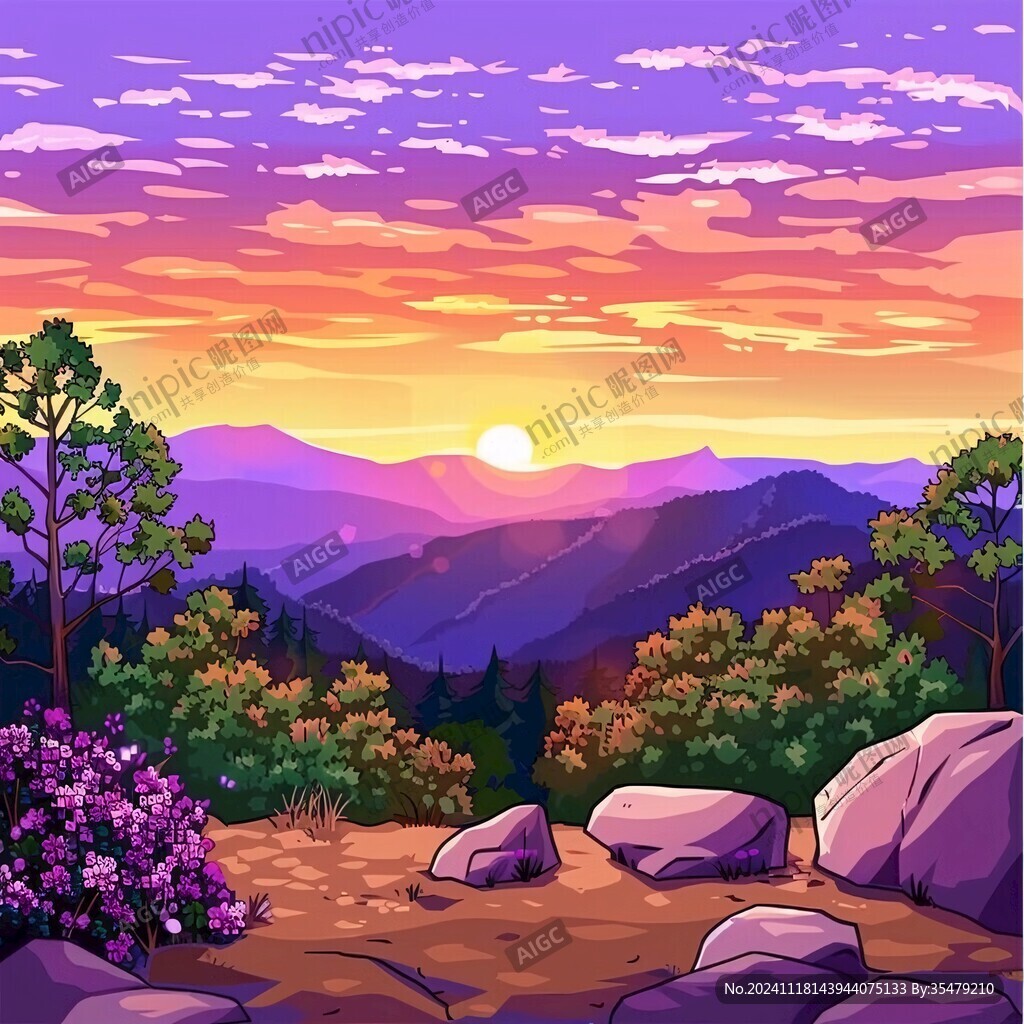 日出風(fēng)景插畫