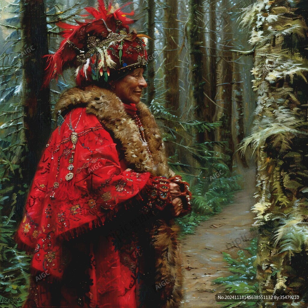 印第安人物油畫