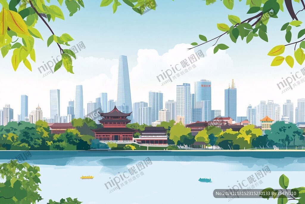 廣西插畫廣西天際線