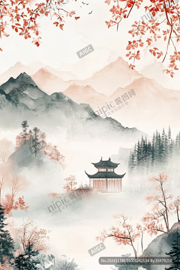 古風(fēng)秋天景色插畫