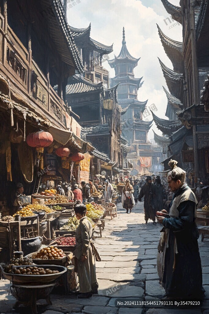 古代繁華街景