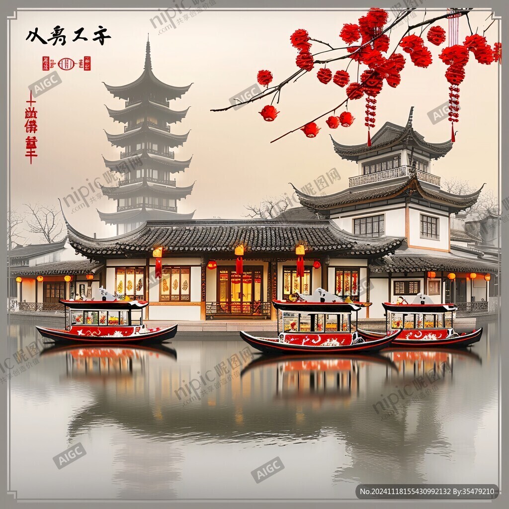七寶古鎮插畫