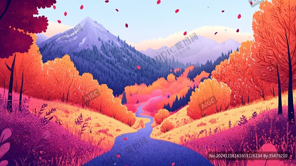 秋天美景插畫