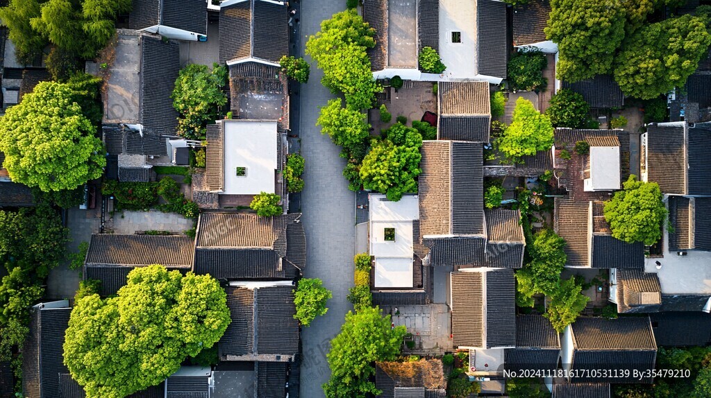 航拍江南居民建筑