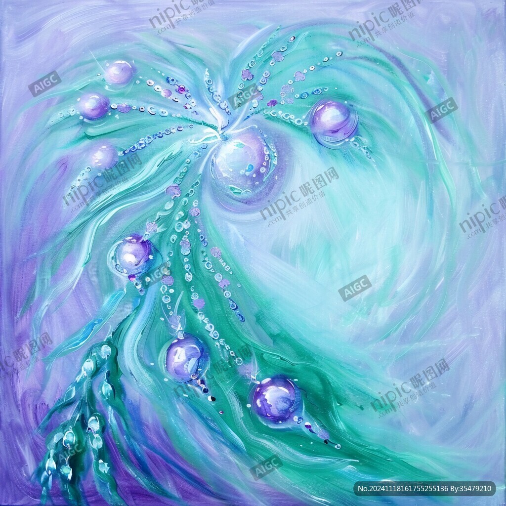 紫色夢幻細胞流體畫