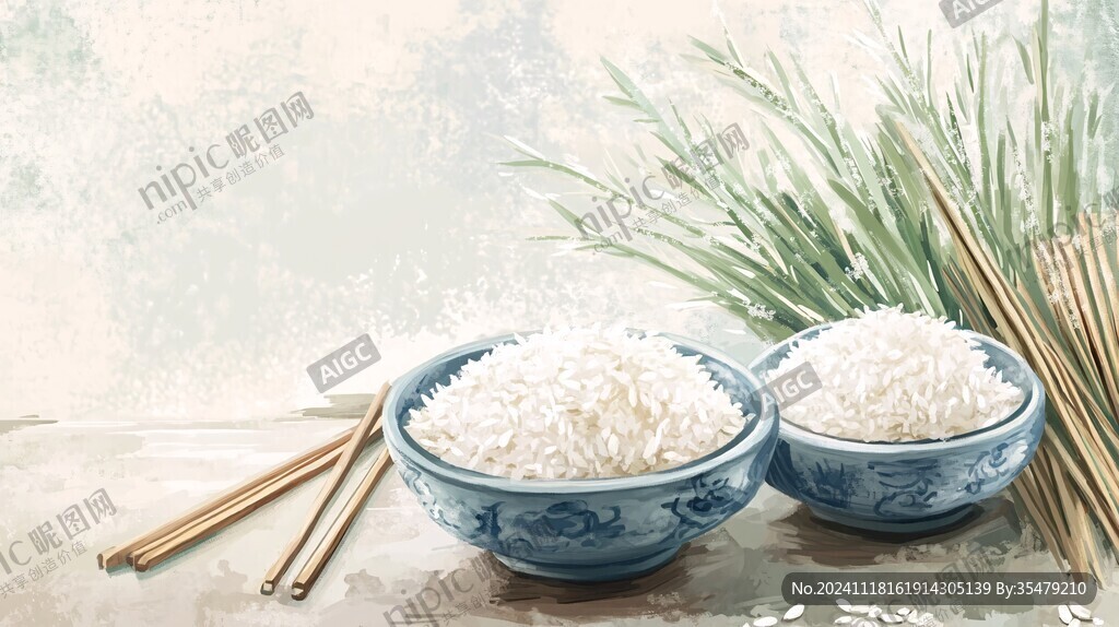 米飯手繪插畫