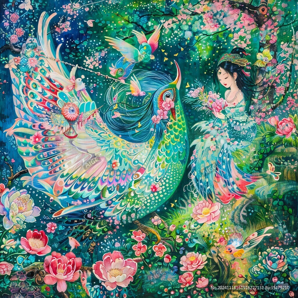 插畫百鳥朝鳳