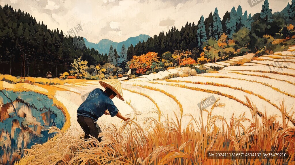 種田收割墻繪