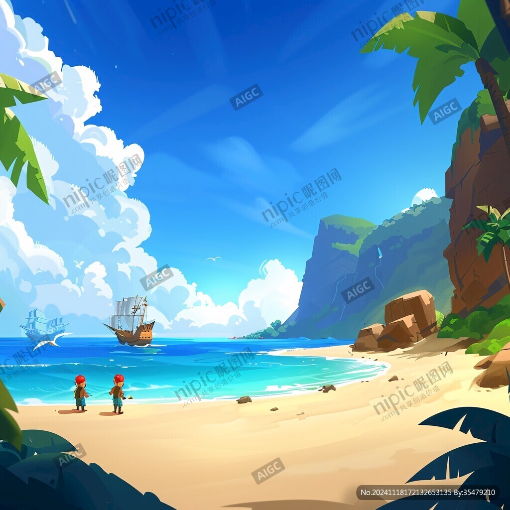 插畫海灘
