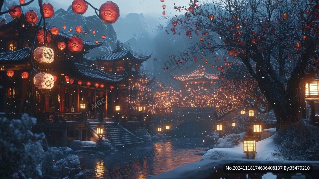 古風雪景