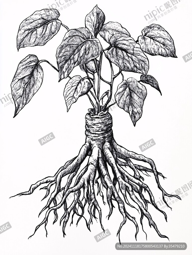 線描何首烏