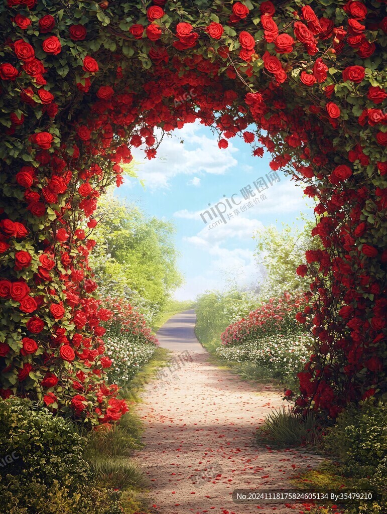 唯美薔薇花小路