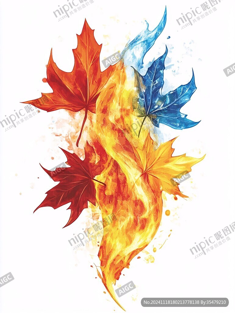 火焰花卉葉