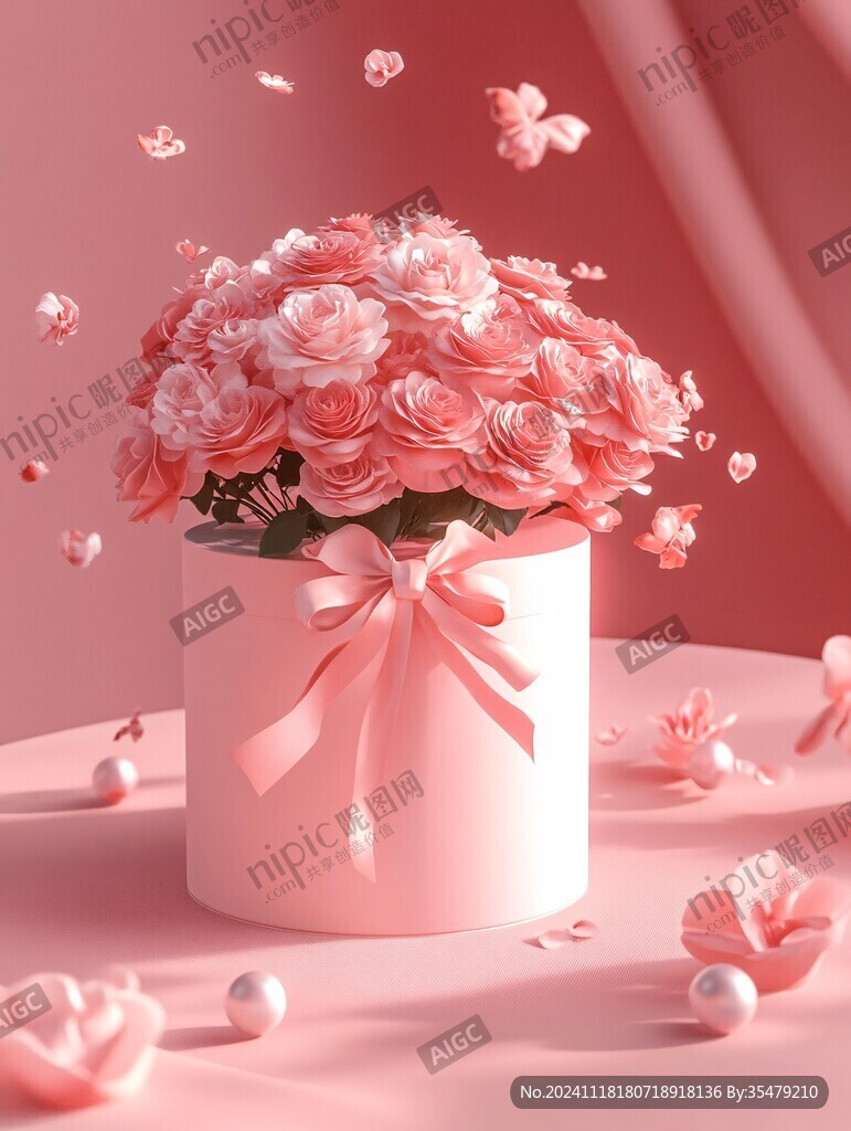 粉色花藝素材