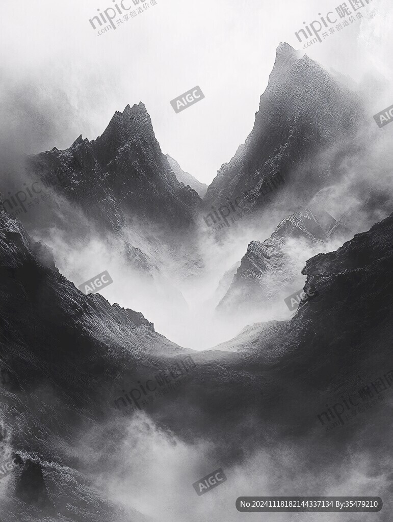 黑白意境山