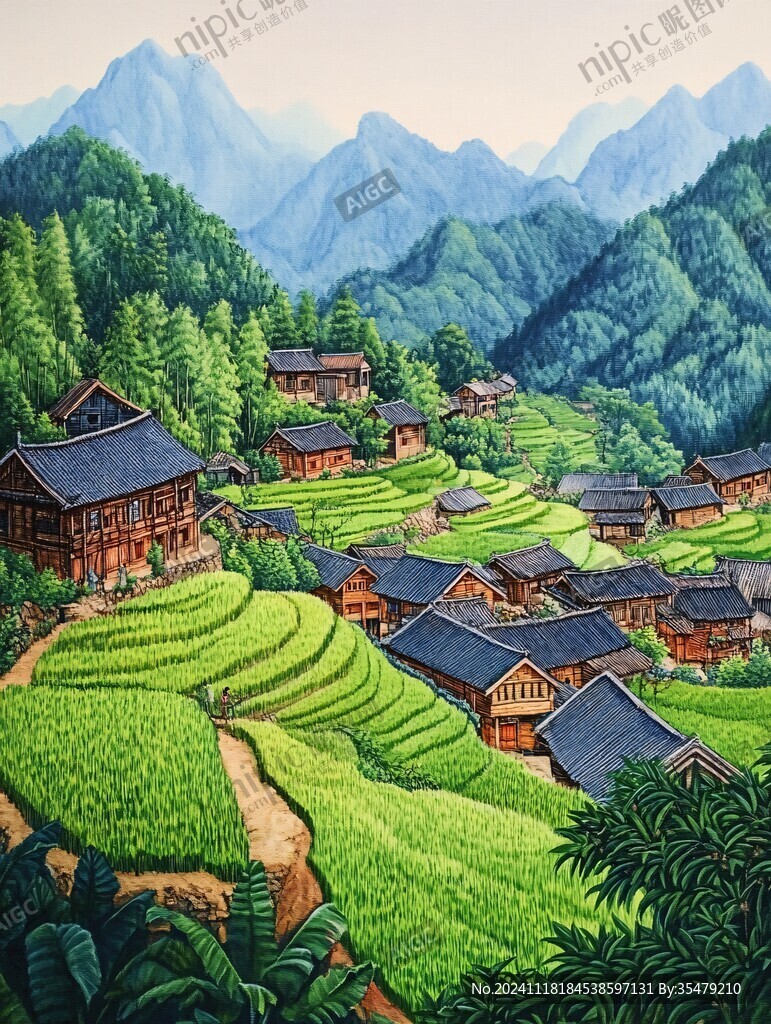 融水縣風光插畫