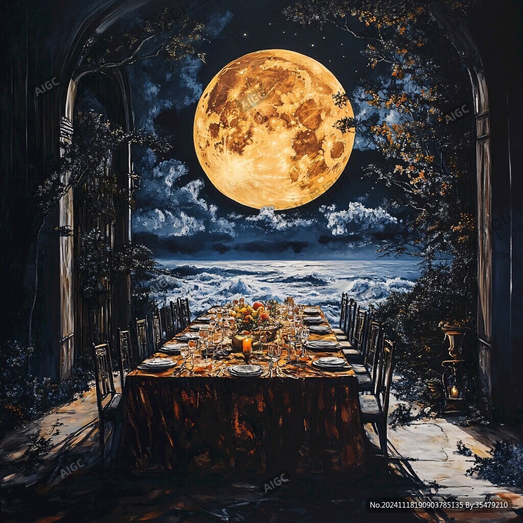 月夜油畫