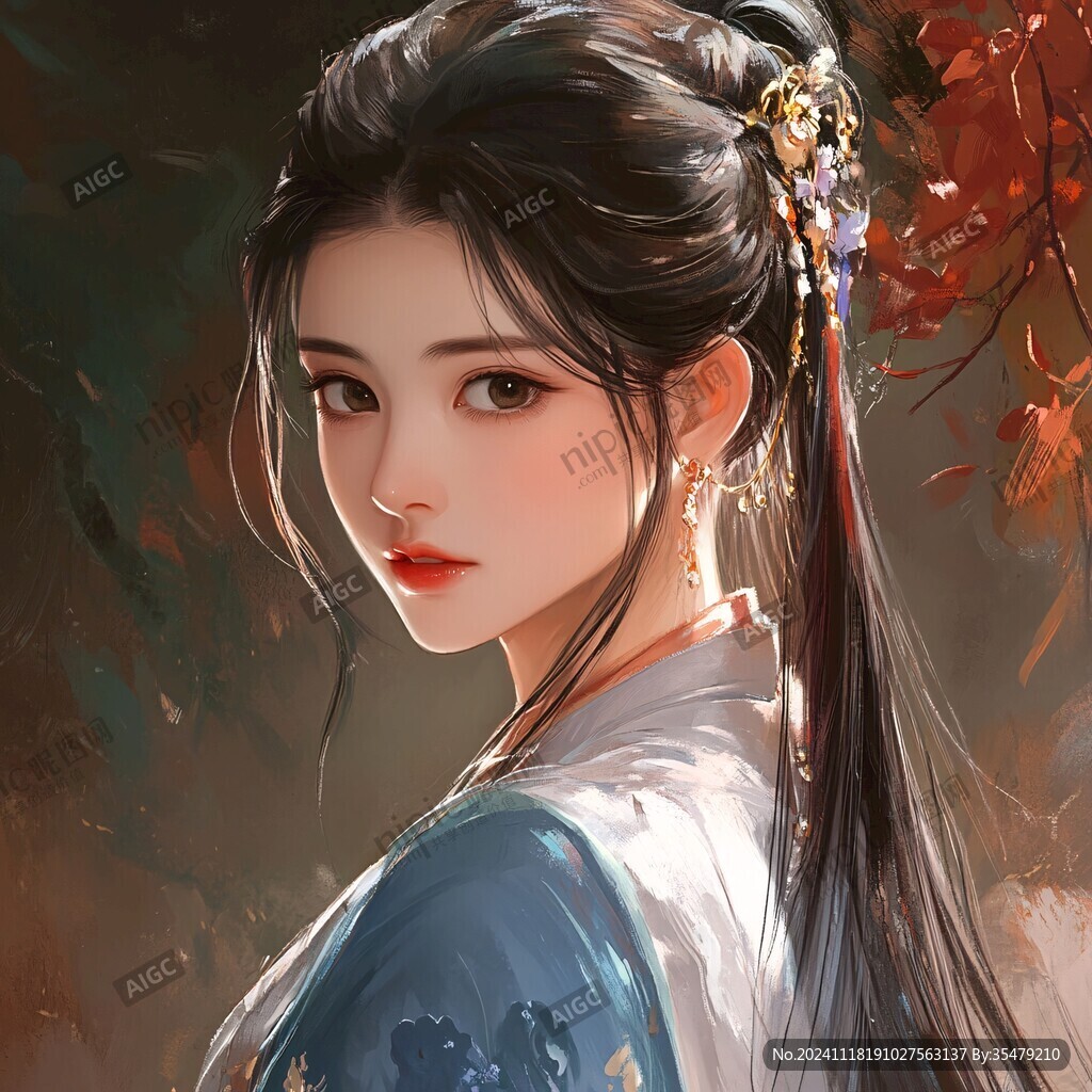 古風(fēng)美女頭像插畫封面