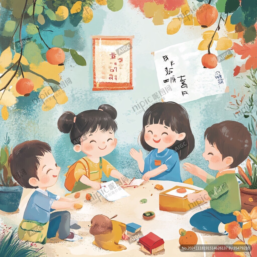 美好童年插畫