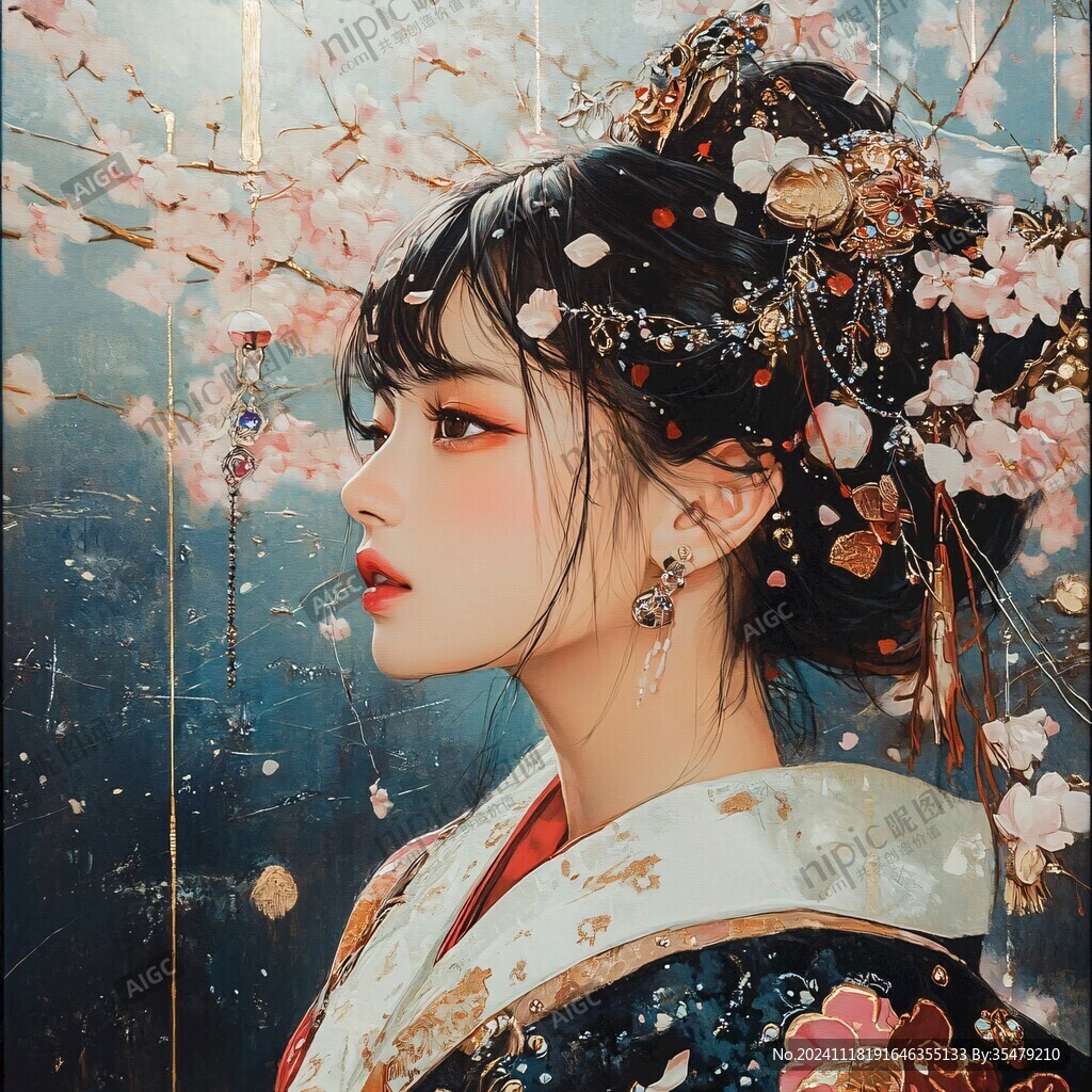 古風(fēng)美女頭像插畫封面
