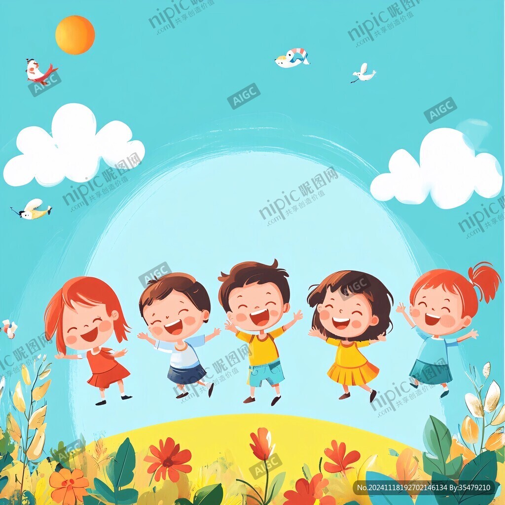 兒童玩耍插畫