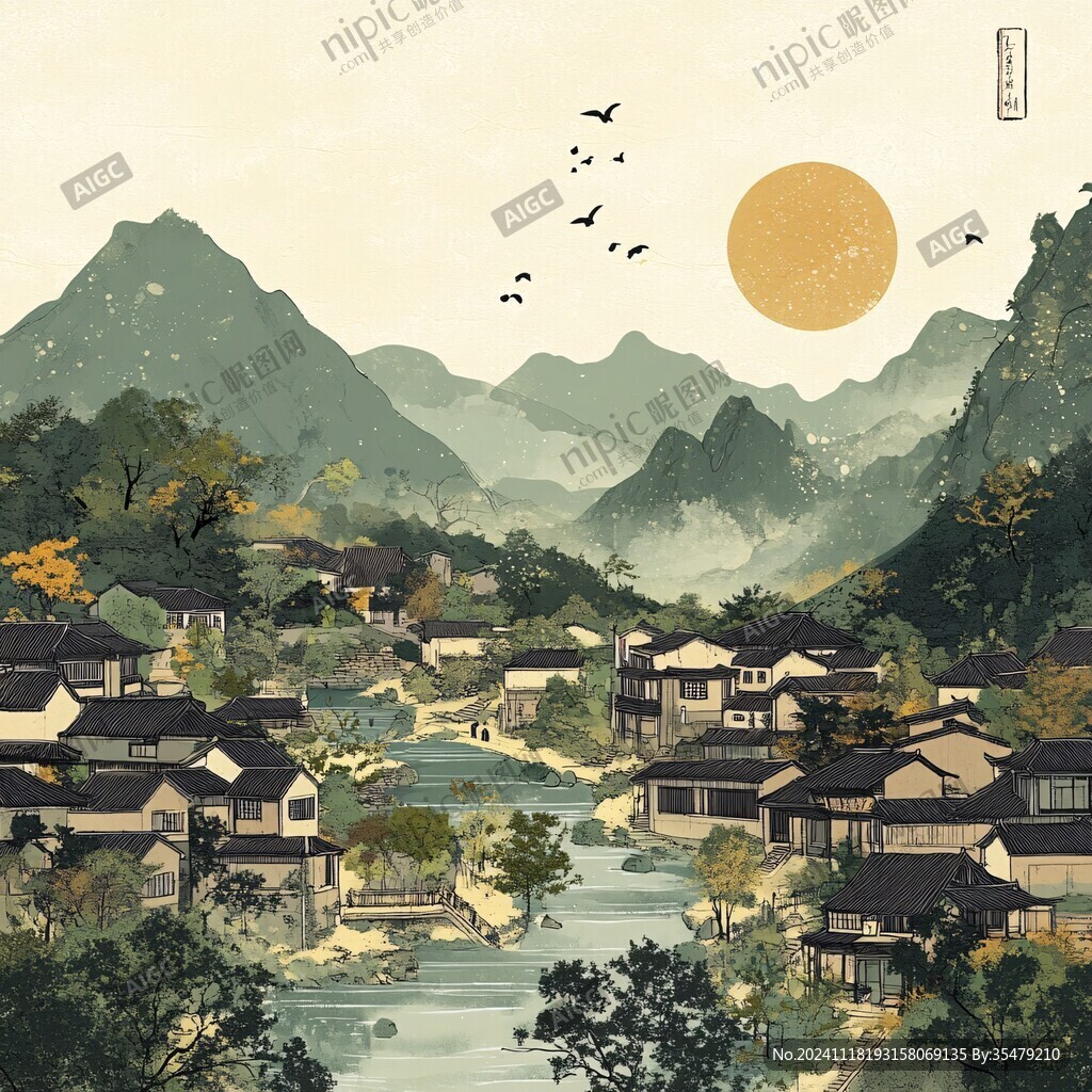 融水縣風光插畫